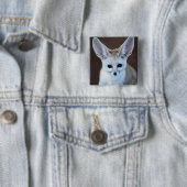 Badge Carré 5 Cm Worlest Cutest Fennec Fox (En situation)