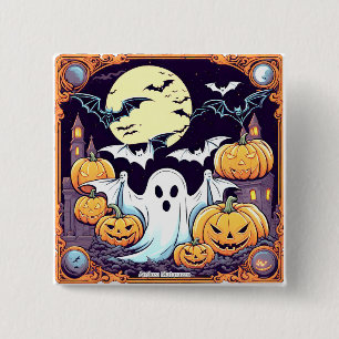 Badge Carré 5 Cm Wow Halloween Thrill