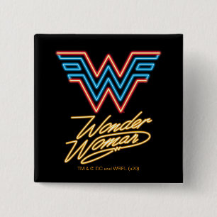Badge Carré 5 Cm WW84  Logo de la femme Wonder Neon Light