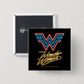 Badge Carré 5 Cm WW84 | Logo Wonder Woman Neon Light (Devant & derrière)