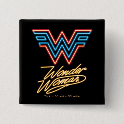 Badge Carré 5 Cm WW84 | Logo Wonder Woman Neon Light (Devant)