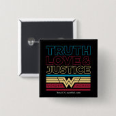Badge Carré 5 Cm WW84 | Vérité Amour & Justice Motif (Devant & derrière)