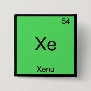 Badge Carré 5 Cm Xe - Xenu Symbole de l'élément de chimie Périodiqu