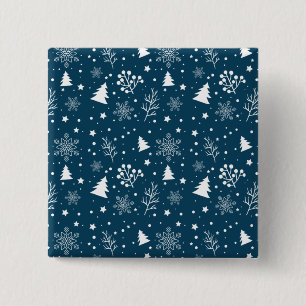 Badge Carré 5 Cm Xmas Leaf And Snow