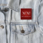 Badge Carré 5 Cm XOXO Valentine's Day Parties scintillant rouge éti (En situation)