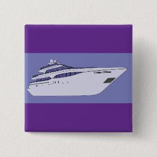 Badge Carré 5 Cm Yacht à moteur de luxe Superyacht blanc moderne
