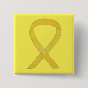 Badge Carré 5 Cm Yellow Awareness Ribbon Custom Art Pins