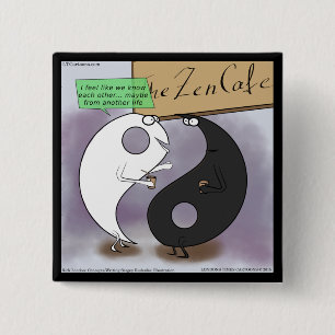 Badge Carré 5 Cm Yin Rencontre Yang Zen Drôle