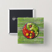 Badge Carré 5 Cm Yin Yang - Végétan harmonie Mur en bois vert (Devant & derrière)