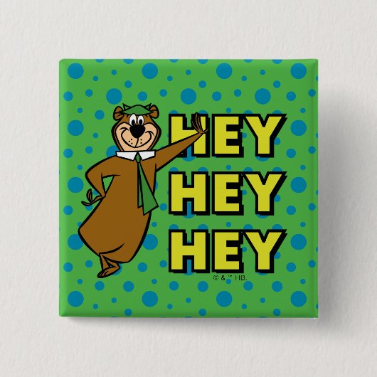 Badge Carré 5 Cm Yogi Bear Hey Hey Hey (Devant)