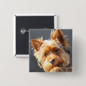 Badge Carré 5 Cm yorkie (Devant & derrière)