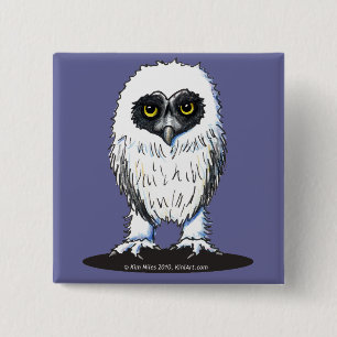 Badge Carré 5 Cm Young Spectacled Owl Button