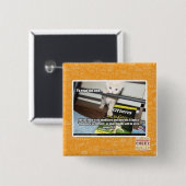 Badge Carré 5 Cm Yu DIS rouge un. (Devant & derrière)