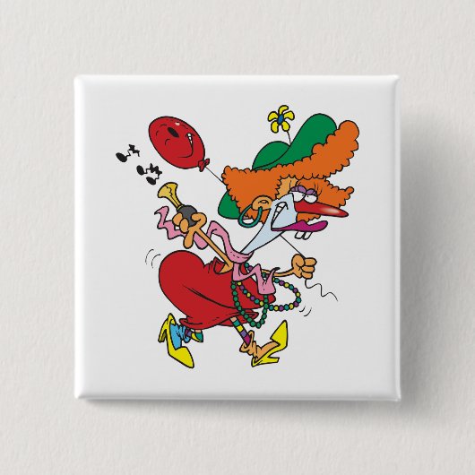 Badge Carré 5 Cm Zany Woman Running Clown (Devant)