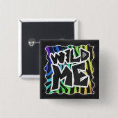 Badge Carré 5 Cm Zebra Black et Rainbow Wild Me (Devant & derrière)