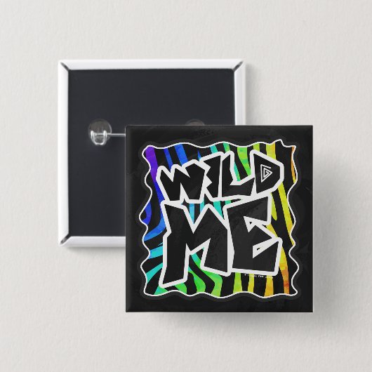 Badge Carré 5 Cm Zebra Black et Rainbow Wild Me (Devant & derrière)
