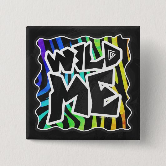 Badge Carré 5 Cm Zebra Black et Rainbow Wild Me (Devant)