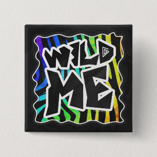 Badge Carré 5 Cm Zebra Black et Rainbow Wild Me