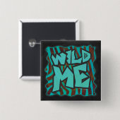 Badge Carré 5 Cm Zebra Brown et Turquoise Wild Me Design (Devant & derrière)