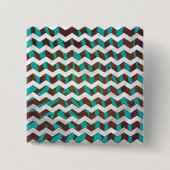 Badge Carré 5 Cm Zebra Chevron Impression Brown et Turquoise (Devant)