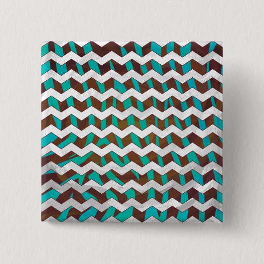 Badge Carré 5 Cm Zebra Chevron Impression Brown et Turquoise (Devant)