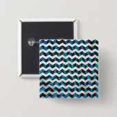 Badge Carré 5 Cm Zebra Chevron noir et bleu (Devant & derrière)