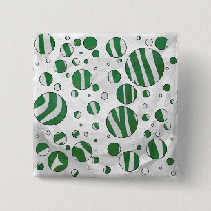 Badge Carré 5 Cm Zebra Green et White Polka Dot