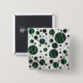 Badge Carré 5 Cm Zebra noir et vert Polka point (Devant & derrière)