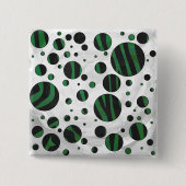 Badge Carré 5 Cm Zebra noir et vert Polka point (Devant)