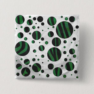 Badge Carré 5 Cm Zebra noir et vert Polka point