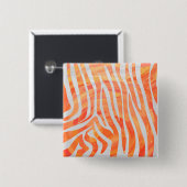 Badge Carré 5 Cm Zebra Orange and White Print (Devant & derrière)