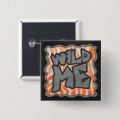 Badge Carré 5 Cm Zebra Orange et White Wild Me (Devant & derrière)