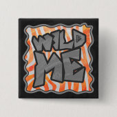 Badge Carré 5 Cm Zebra Orange et White Wild Me (Devant)