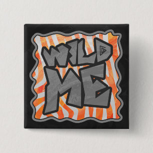 Badge Carré 5 Cm Zebra Orange et White Wild Me