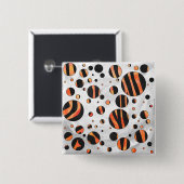 Badge Carré 5 Cm Zebra Pois noirs et orange (Devant & derrière)