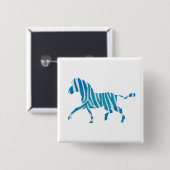 Badge Carré 5 Cm Zebra Silhouette Bleu et Blanc (Devant & derrière)