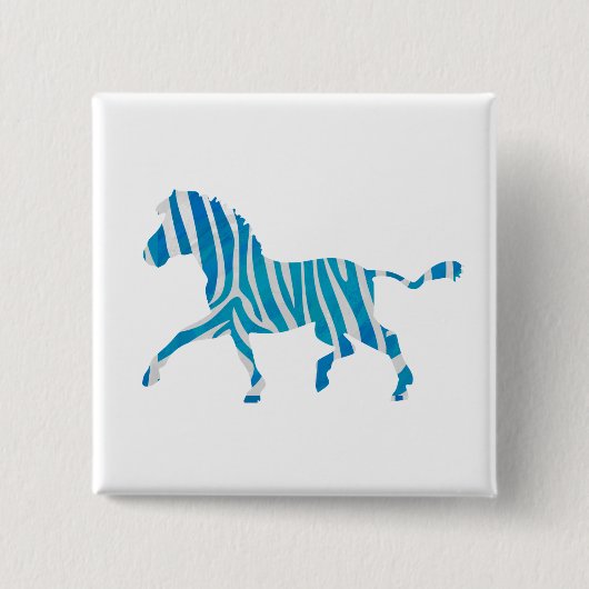 Badge Carré 5 Cm Zebra Silhouette Bleu et Blanc (Devant)