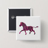 Badge Carré 5 Cm Zebra Silhouette noir et rose chaud (Devant & derrière)