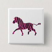 Badge Carré 5 Cm Zebra Silhouette noir et rose chaud (Devant)