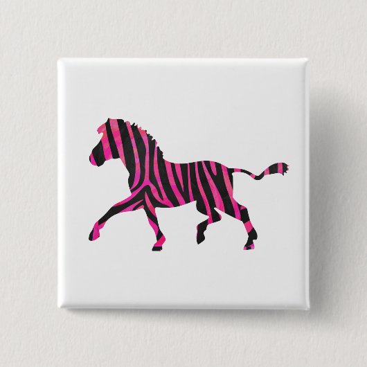 Badge Carré 5 Cm Zebra Silhouette noir et rose chaud (Devant)