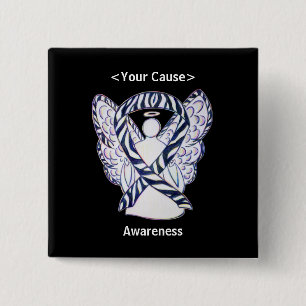 Badge Carré 5 Cm Zebra Stripe Sensibilisation Ruban Angel Pins Bout