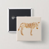 Badge Carré 5 Cm Zèbre à Rayure Dorée (Devant & derrière)