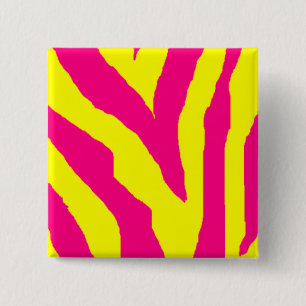 Badge Carré 5 Cm Zèbre jaune et rose