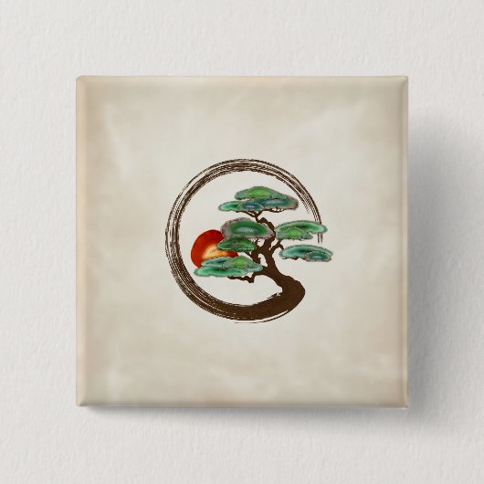 Badge Carré 5 Cm Zen Enzo Geode Bonsai Tree sur toile (Devant)