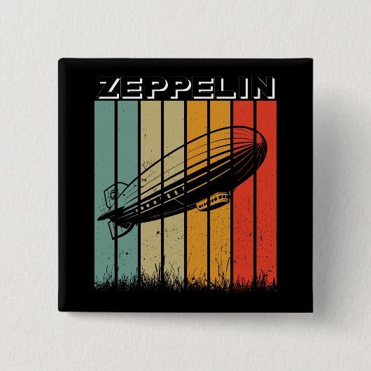 Badge Carré 5 Cm Zeppelin Rétro Dirigible Aéronef Zepelin Zepplin (Devant)
