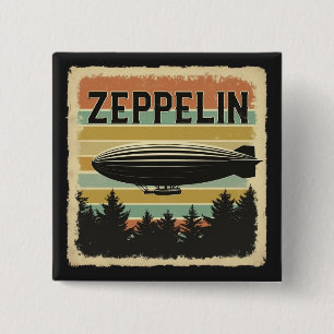 Badge Carré 5 Cm Zeppelin Rétro Dirigible Aéronef Zepelin Zepplin