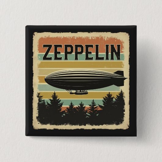 Badge Carré 5 Cm Zeppelin Rétro Dirigible Aéronef Zepelin Zepplin (Devant)