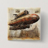 Badge Carré 5 Cm Zeppelin Steampunk vintage (3) (Devant)
