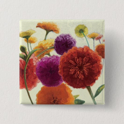 Badge Carré 5 Cm Zinnias purs de palette (Devant)
