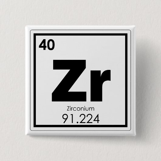 Badge Carré 5 Cm Zirconium élément chimique symbole chimie formul (Devant)